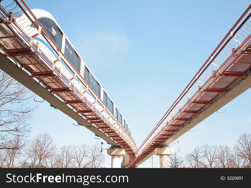 Monorail road on a light sky