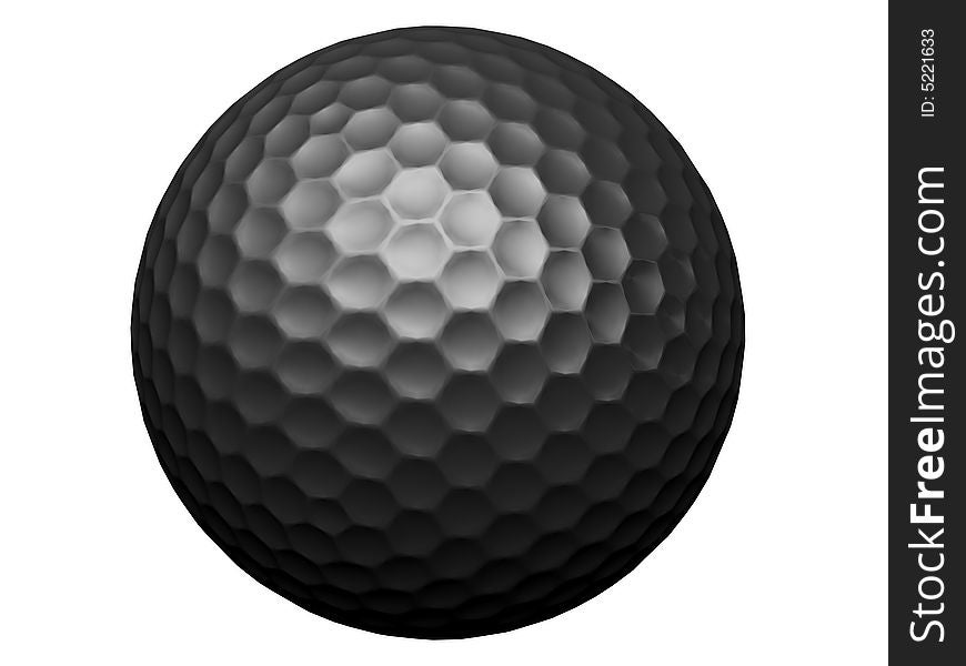 A nice rendering of a black golf ball isolated on white. A nice rendering of a black golf ball isolated on white