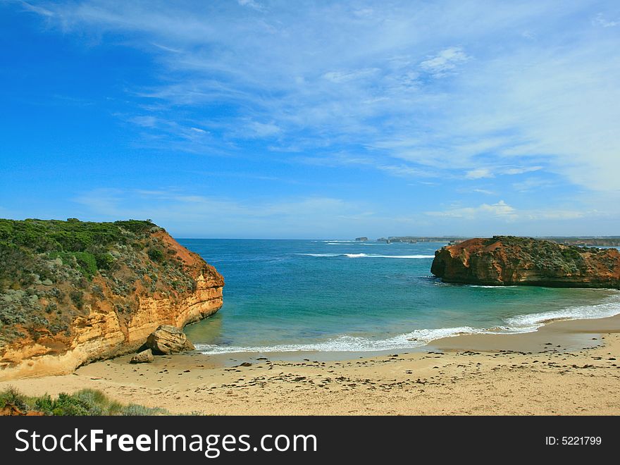 Small empty beach between two cliffs in Victoria, Australia. Small empty beach between two cliffs in Victoria, Australia