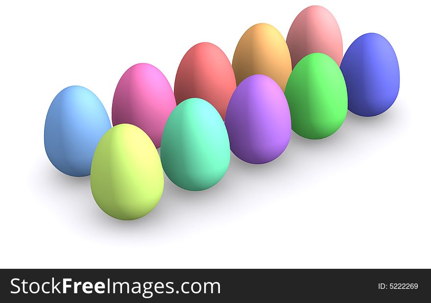 3D rendered eggs isolated on white. 3D rendered eggs isolated on white