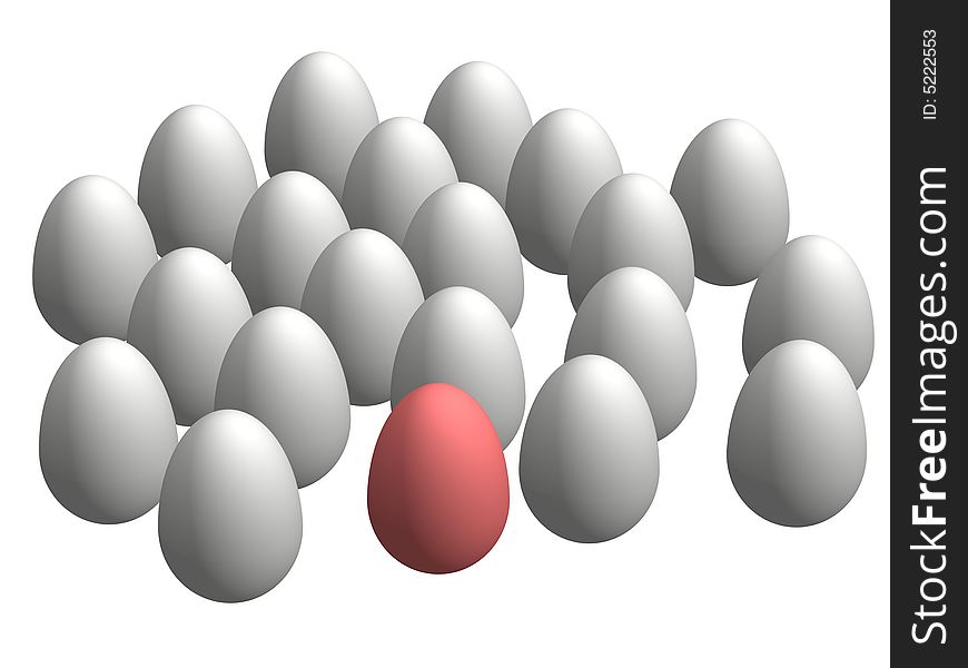 One 3d egg stands out. One 3d egg stands out
