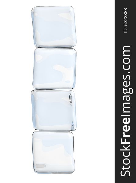 3D rendered ice cubes isolated on white. 3D rendered ice cubes isolated on white