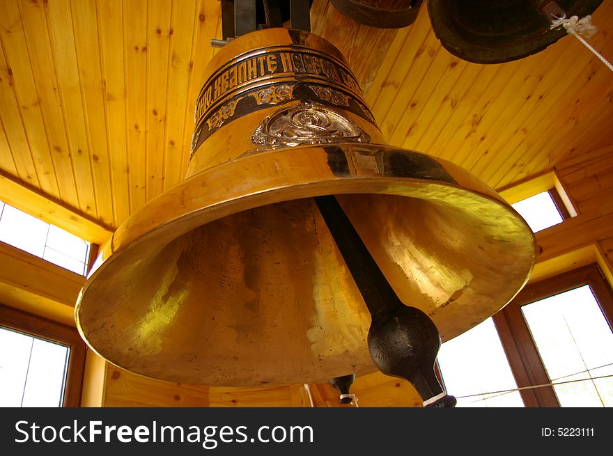 The bells in bell tower of Saint Nikolai Church in Fedoskino near Moscow