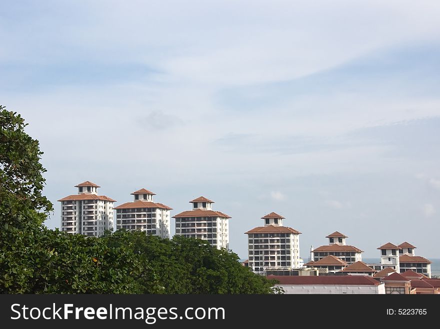 Melaka cityscape, new apartment buildings