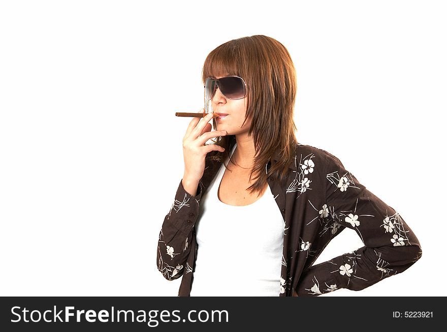 Girl Smoking A Cigar