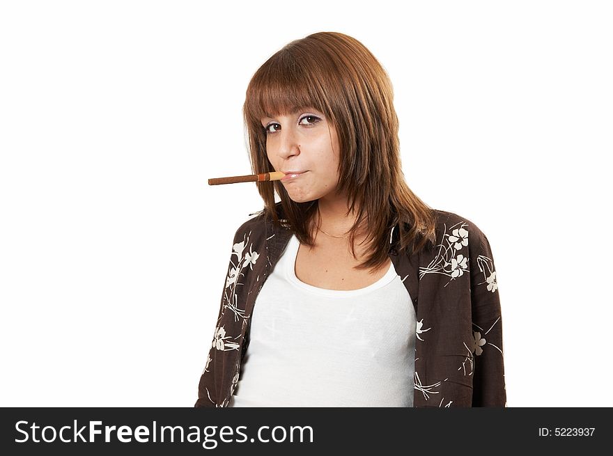 Girl Smoking A Cigar