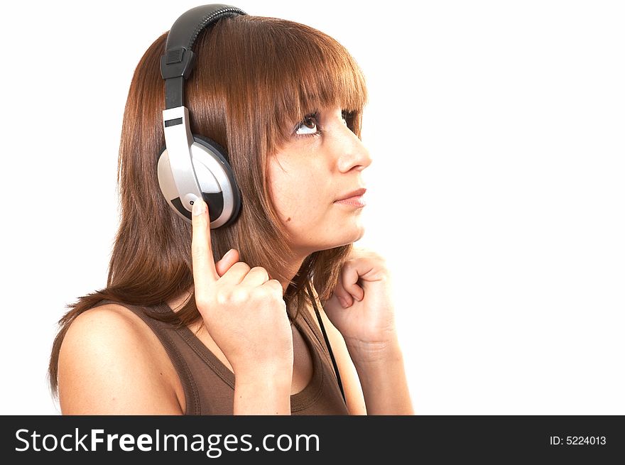 Girl In Brown With Headphones