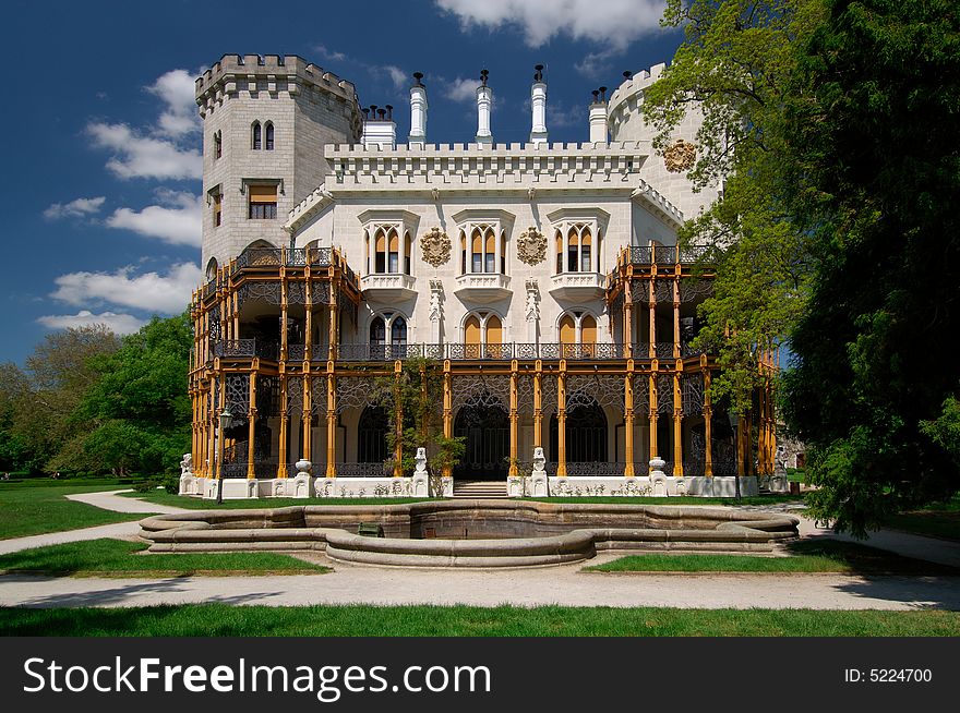 Castle Hluboka located in the south part of the Czech Republic built up in tudor gothic style