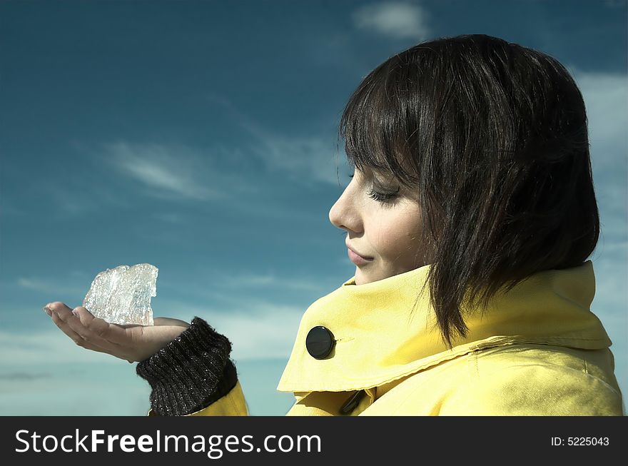 Girl With An Ice In A Hand