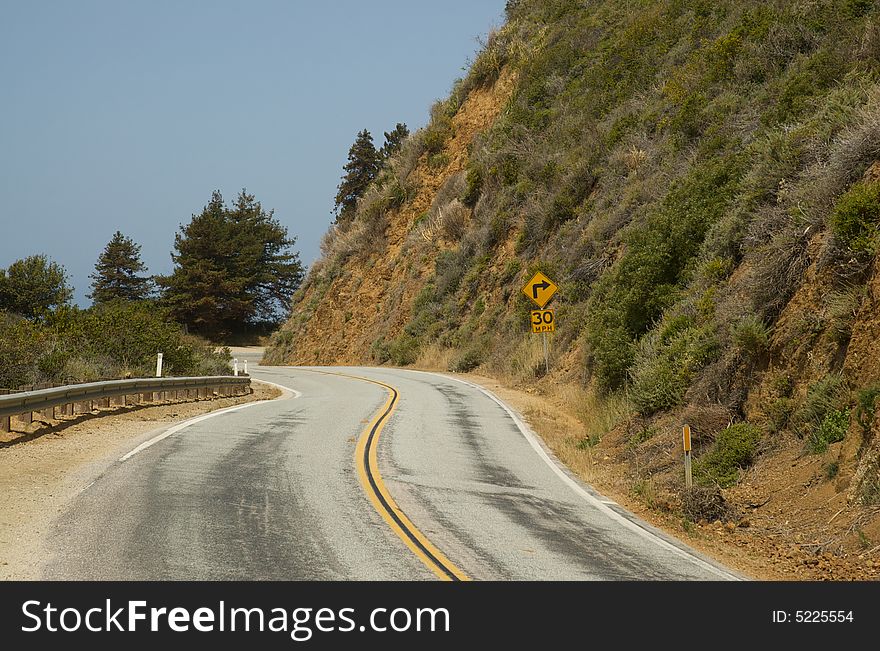 A tight right hand curve on the Pacific cast highway guess not