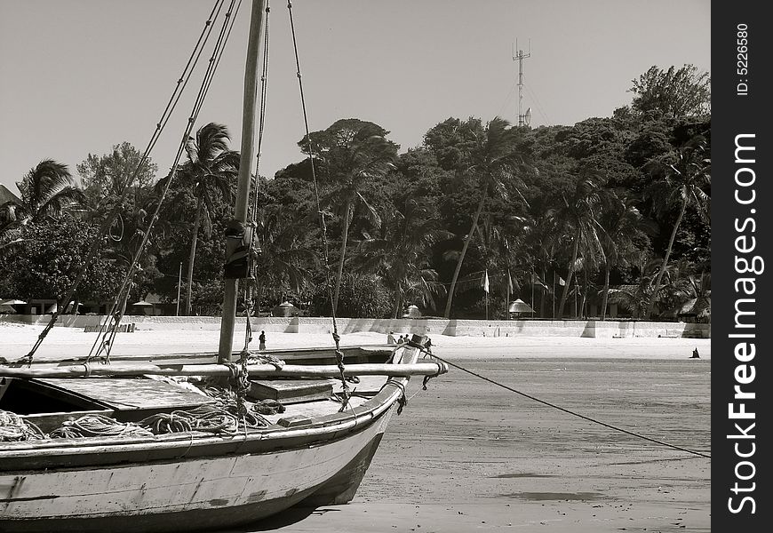 Fishing Boats at low tide on Inhaca Island, Mozambique