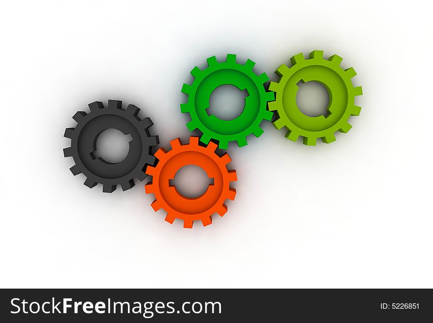 Isolated cogwheels - business network - illustration