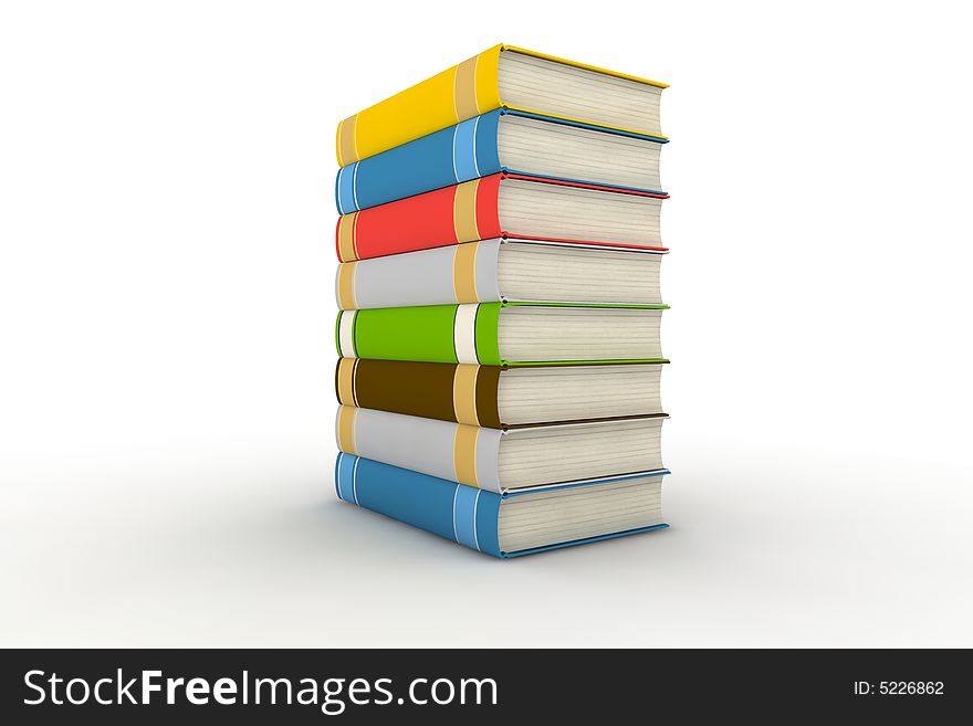 Pile of books - isolated on white background - photorealistic 3d render. Pile of books - isolated on white background - photorealistic 3d render