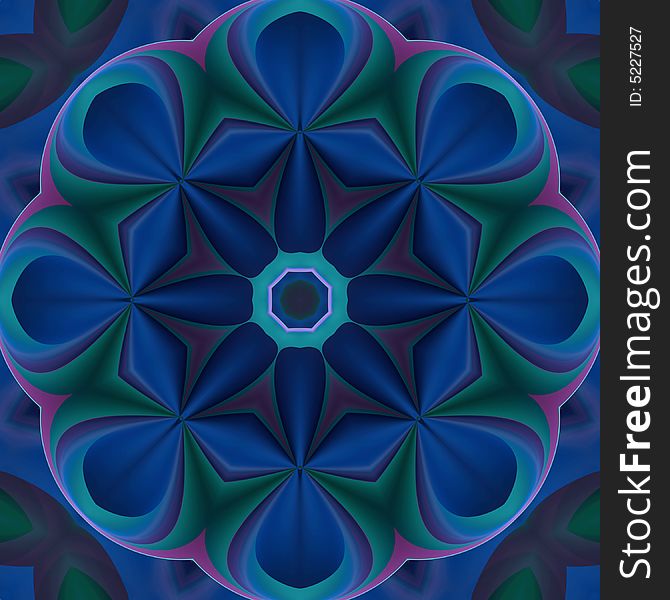 Abstract fractal image resembling a blue compass mandala