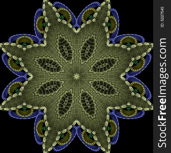 Abstract fractal image resembling an antique crocheted doily