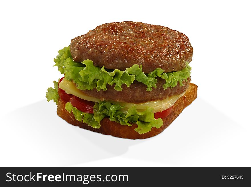 Double chop bread on white background