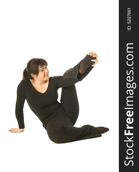 An isolated photo of a woman doing exercises
