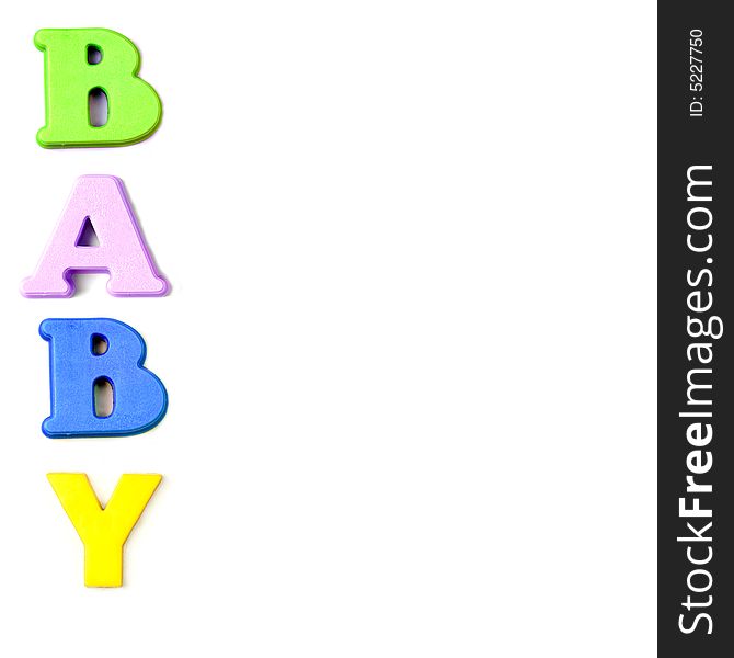Child's letters spelling the word baby