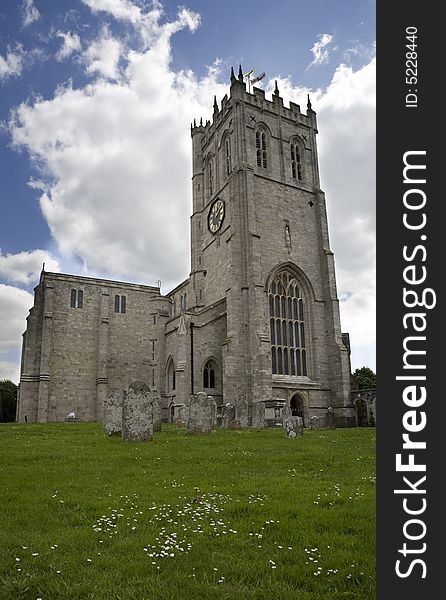 Christchurch in dorset uk with dramatic sky