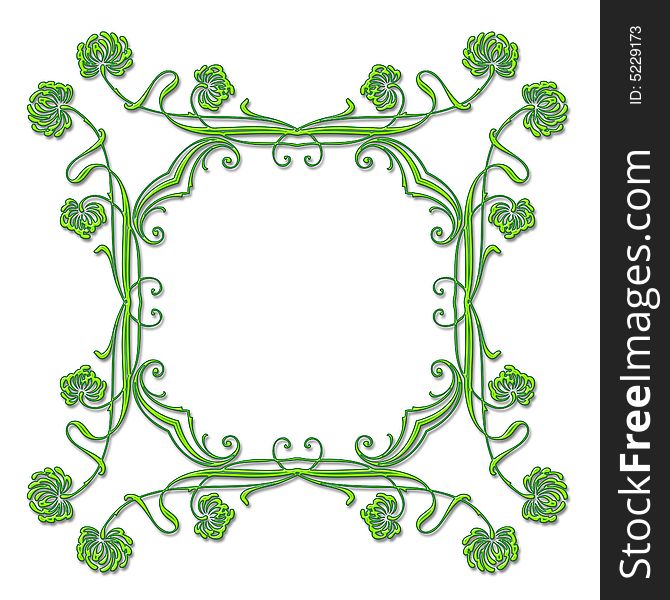 Abstract frame with floral ornament - graphic illustration