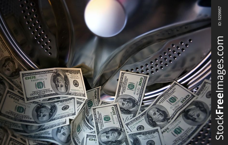 Bank Of Dollars In Washing Machine