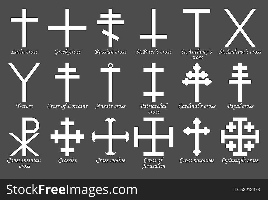 Set of different crosses. Vector illustration. Set of different crosses. Vector illustration
