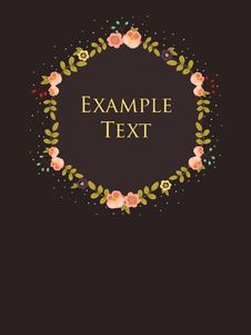 Floral Frame Card On Black Background Royalty Free Stock Photography Floral Frame Card On Black Background Royalty Free Stock Photography