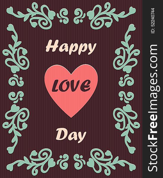 Happy love day card with ornament