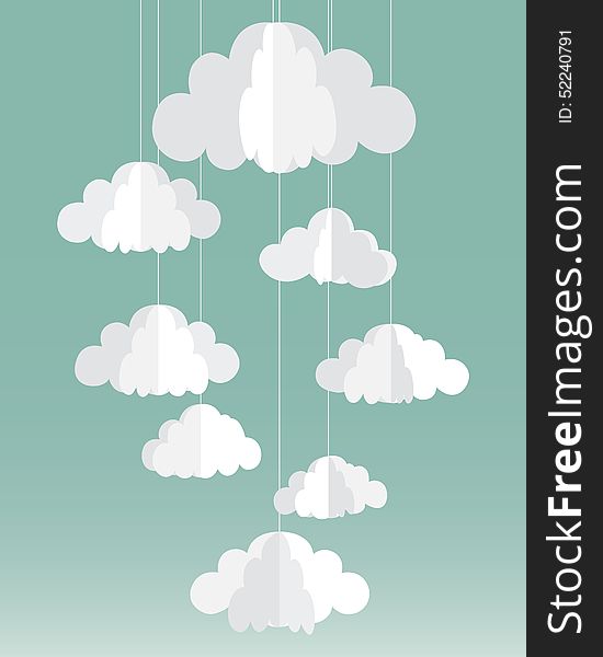 Vector paper clouds card template