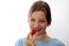 Young Girls Eats Strawberry Stock Image Young Girls Eats Strawberry Stock Image