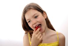 Young Girls Eats Strawberry Royalty Free Stock Photo Young Girls Eats Strawberry Royalty Free Stock Photo