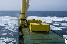 Cargoship Entering Icefield Royalty Free Stock Photos