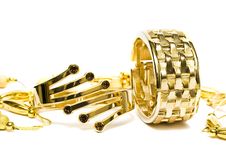 Golden Bracelets With Beads Royalty Free Stock Images Golden Bracelets With Beads Royalty Free Stock Images