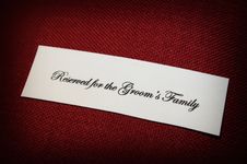 Reserved Sign For Groom S Family Stock Photo Reserved Sign For Groom S Family Stock Photo