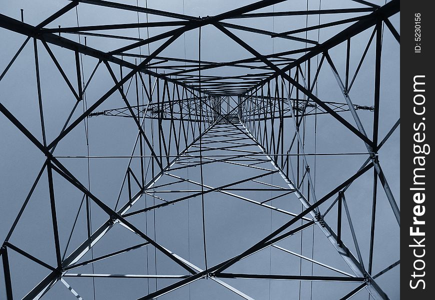 Photo of pole of high tension. Photo of pole of high tension