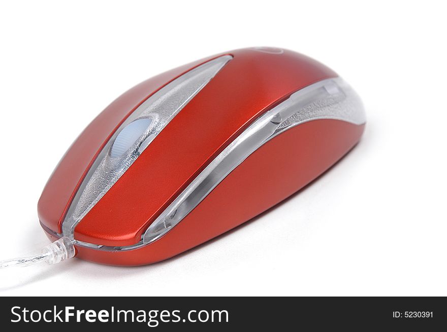 The red computer mouse on a white background. The red computer mouse on a white background