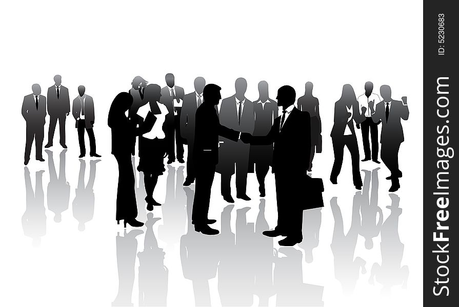 Illustration of business people, black, white