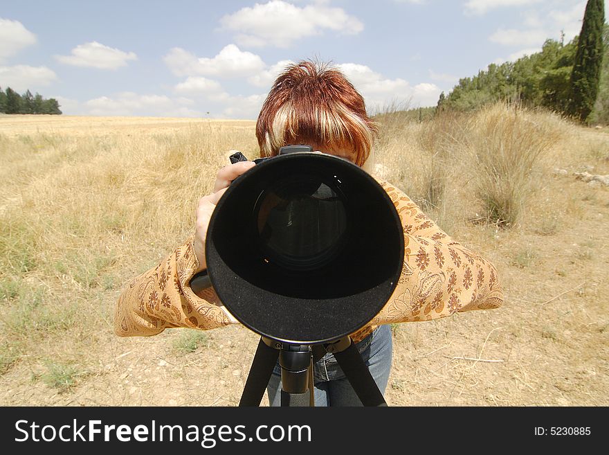 The young photographer at photo session