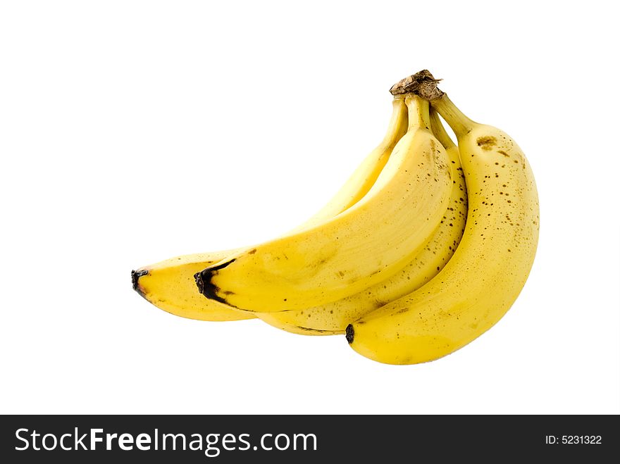 A spoiled banana bunch isolated on white. A spoiled banana bunch isolated on white.