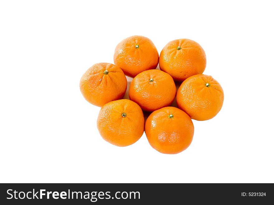 Tangerines on an isolated white background. Tangerines on an isolated white background.