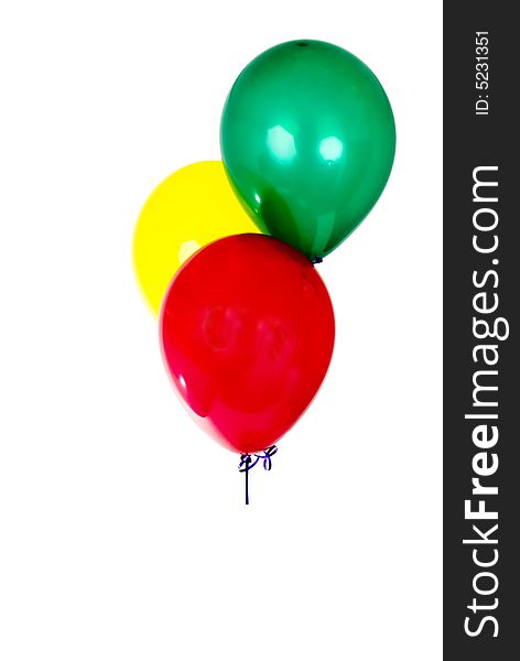 Colored balloons isolated on white.