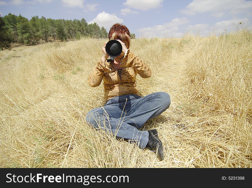 The young photographer at photosession