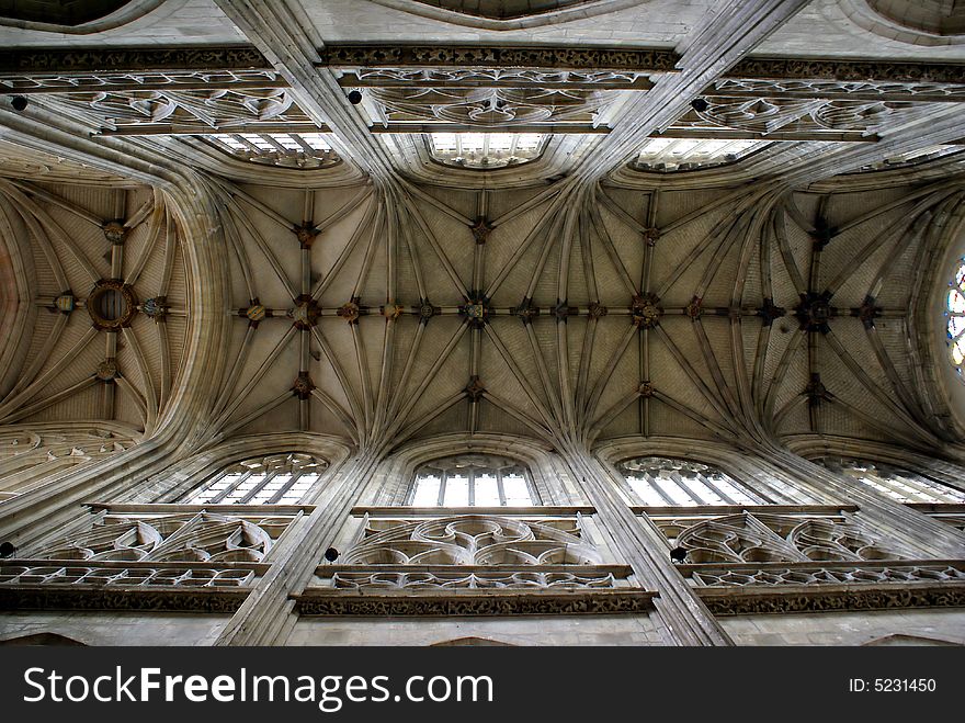 Abstract Picture Of Ceiling In French Church