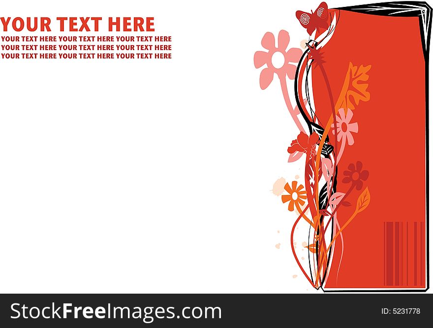 Scalable vector illustration with floral red border and text area. Scalable vector illustration with floral red border and text area