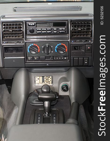 Car interior with control panel
