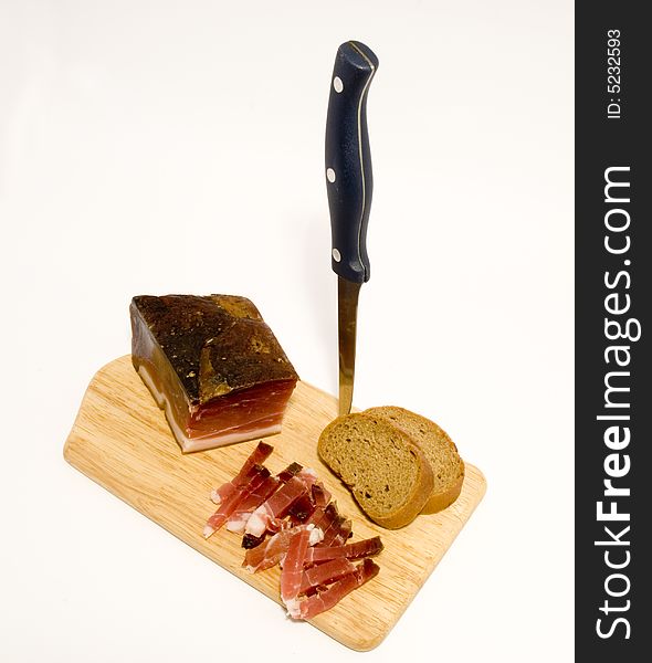 Traditional way of serving speck in Austria. Traditional way of serving speck in Austria