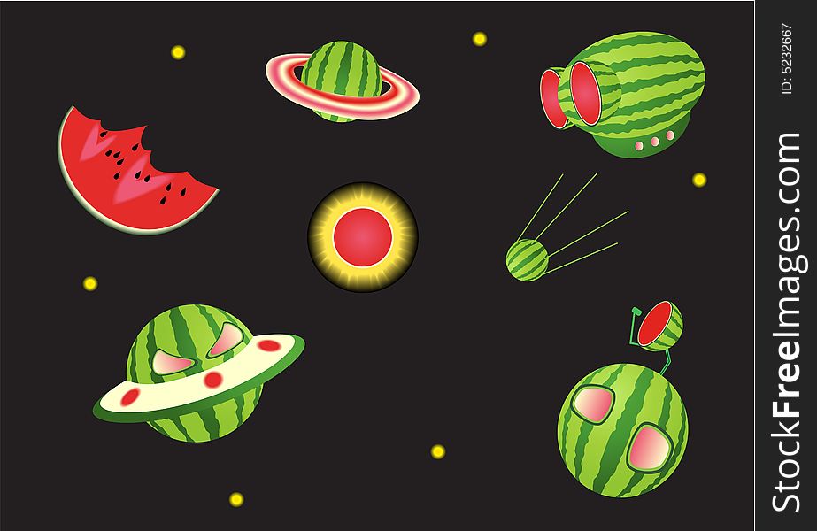 This is a illustration of abstract melon space