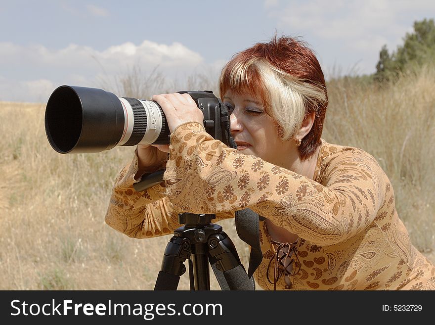 The young photographer at photosession