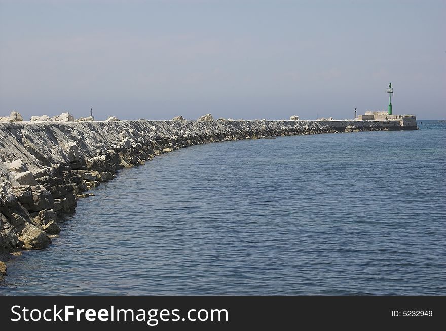 Bay wall (windshield) in the city of Umag in Croatia