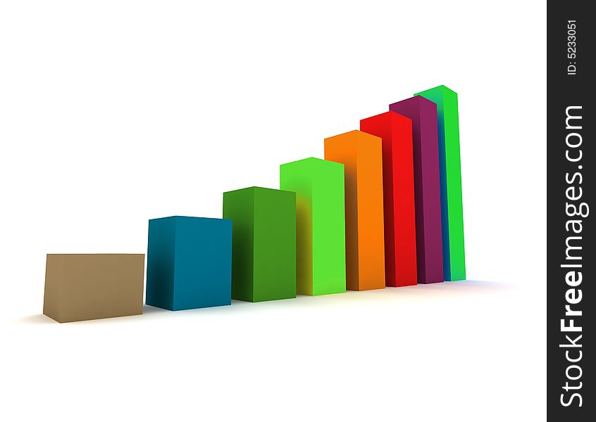 Statistics - 3d isolated multicolor diagram. Statistics - 3d isolated multicolor diagram